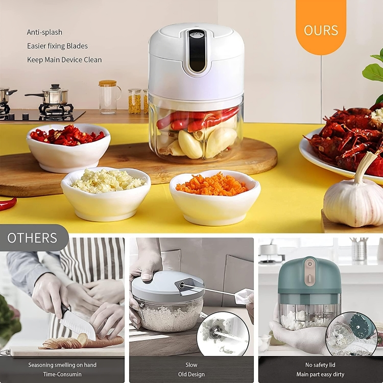 Mini Electric Garlic Chopper Portable Food Processor